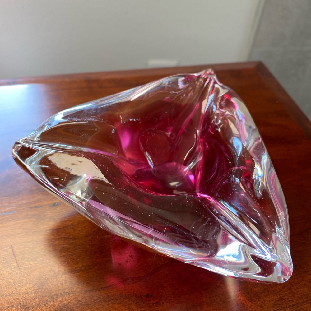 Vintage Handblown Artist Signed Flygsfors Swedish Heavy Glass Ashtray